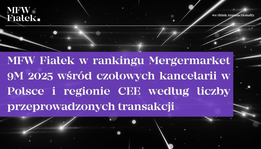 MFW Fiałek – czołowa kancelaria M&A w Polsce, ranking Mergermarket 2025